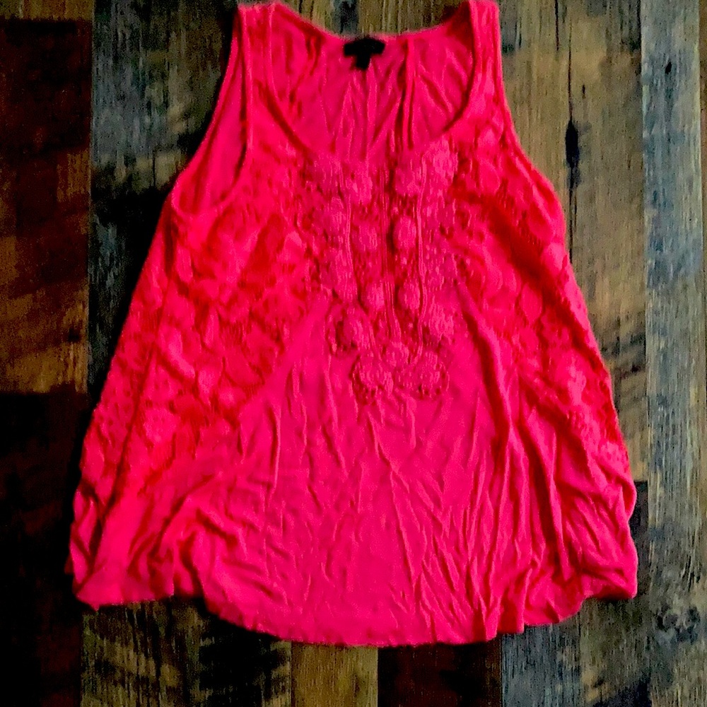 Bright coral, lace pattern, flowy